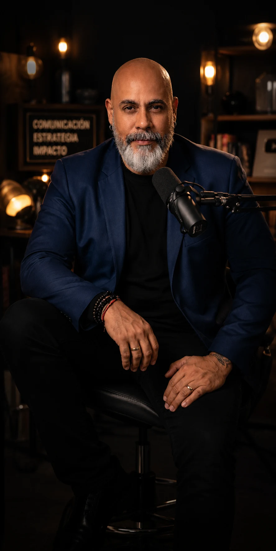 Dorian Ortiz en una puesta visual de podcast